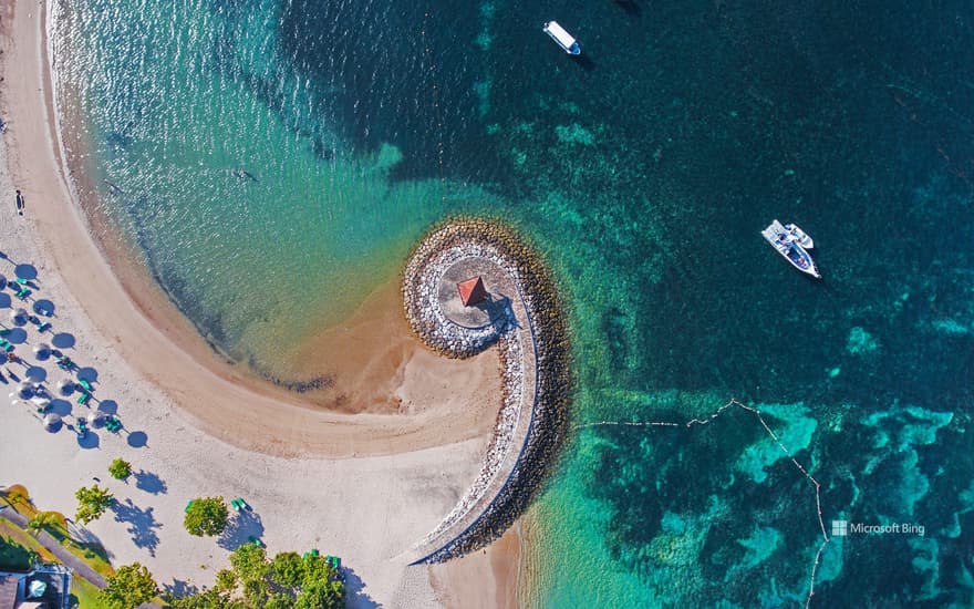 Nusa Dua coast with breakwater, Bali, Indonesia