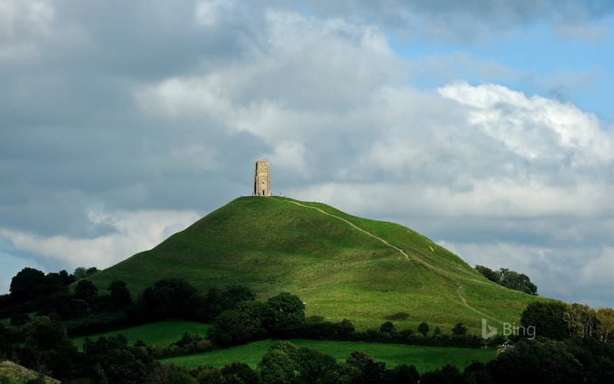 Glastonbury Tor and St Michael's Tower, England