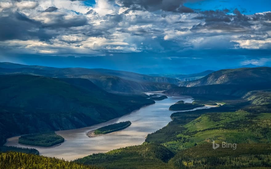 Yukon River viewed from the Midnight Dome, Dawson City, Yukon, Canada