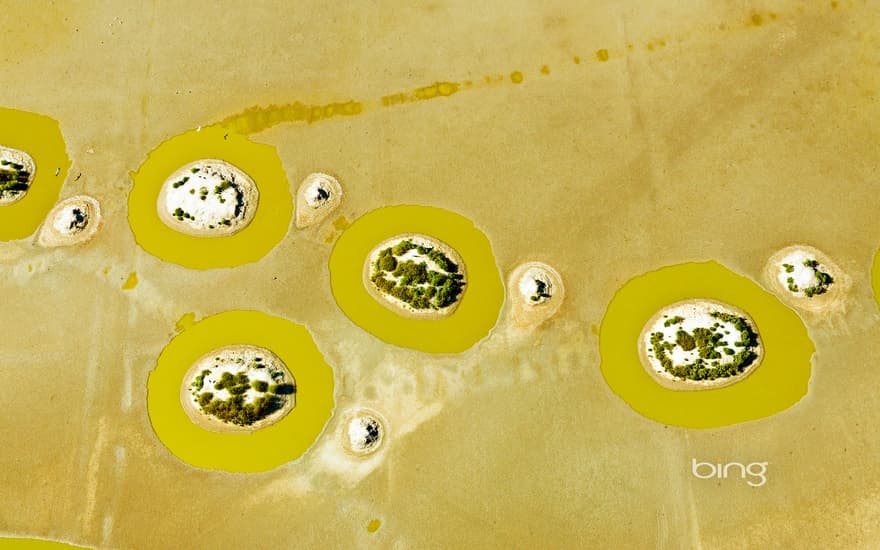 Aerial view of old salt evaporation ponds in L'Ile d'Olonne, Vendée, France