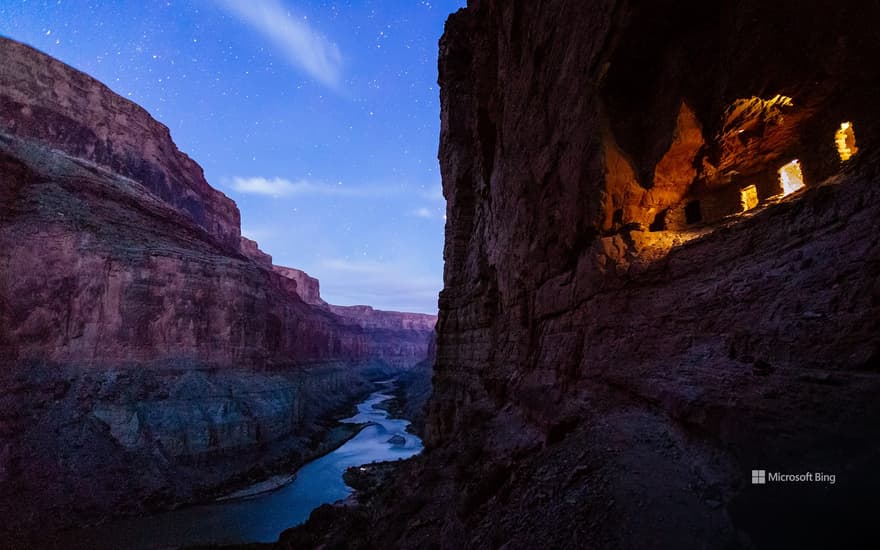 Ancestral Pueblo granaries at Nankoweap, Grand Canyon National Park, Arizona