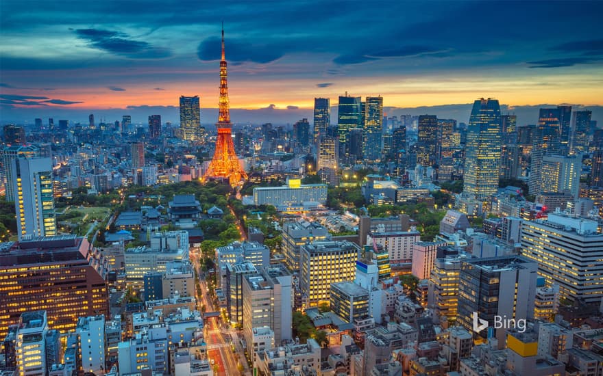 Tokyo cityscape at sunset, Japan