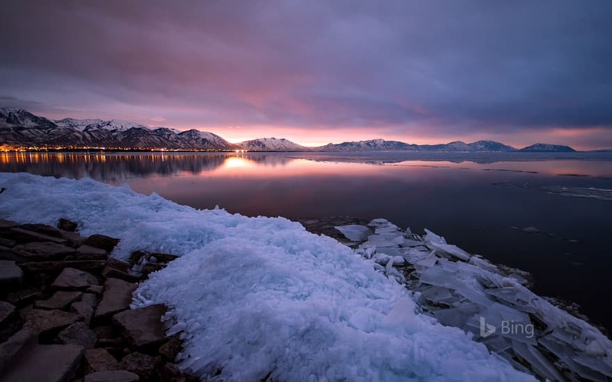 Sunrise over Utah Lake near Provo, Utah