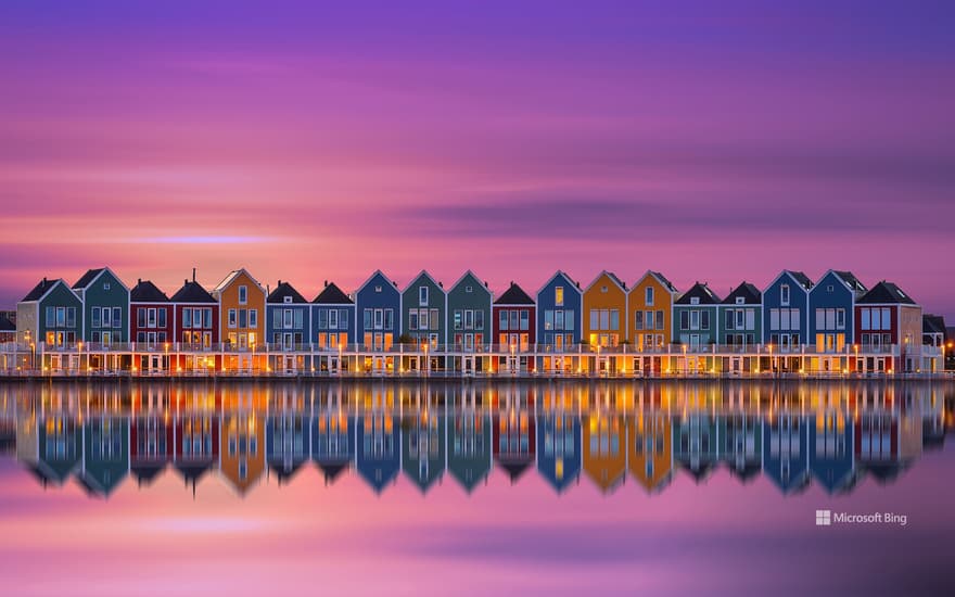 Rainbow houses in the town of Houten, Netherlands