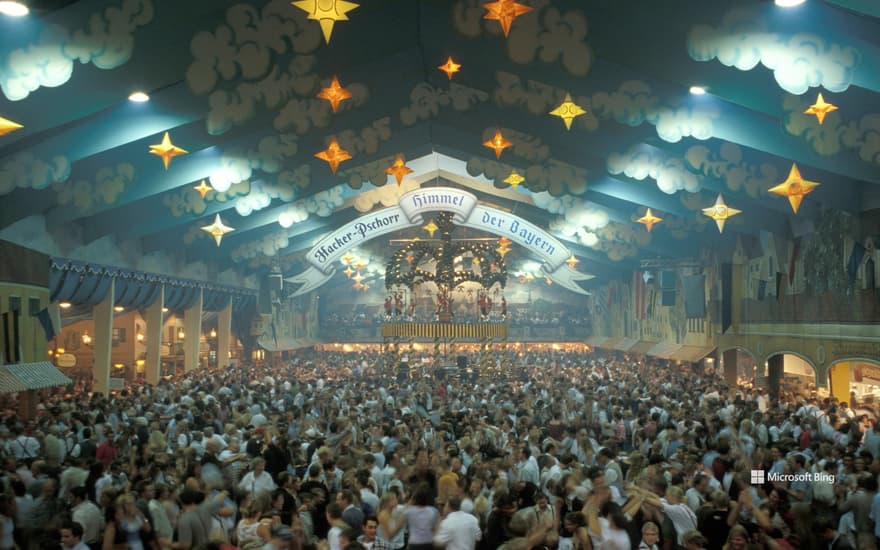 Hacker tent at the Oktoberfest, Munich, Bavaria